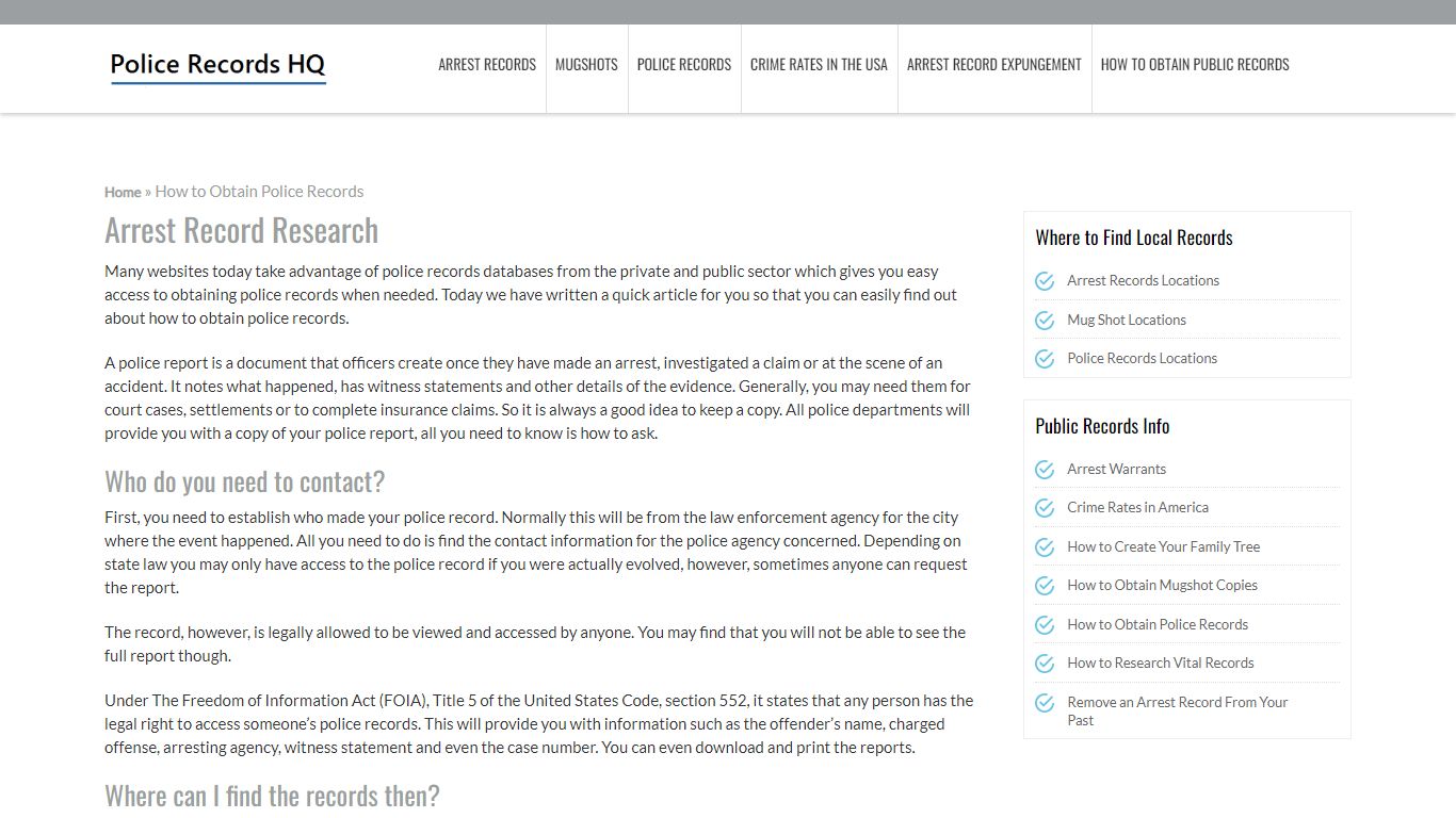 How to Obtain Police Records